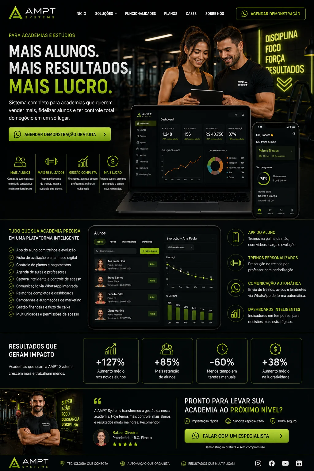 Página que transforma interesse em matrícula